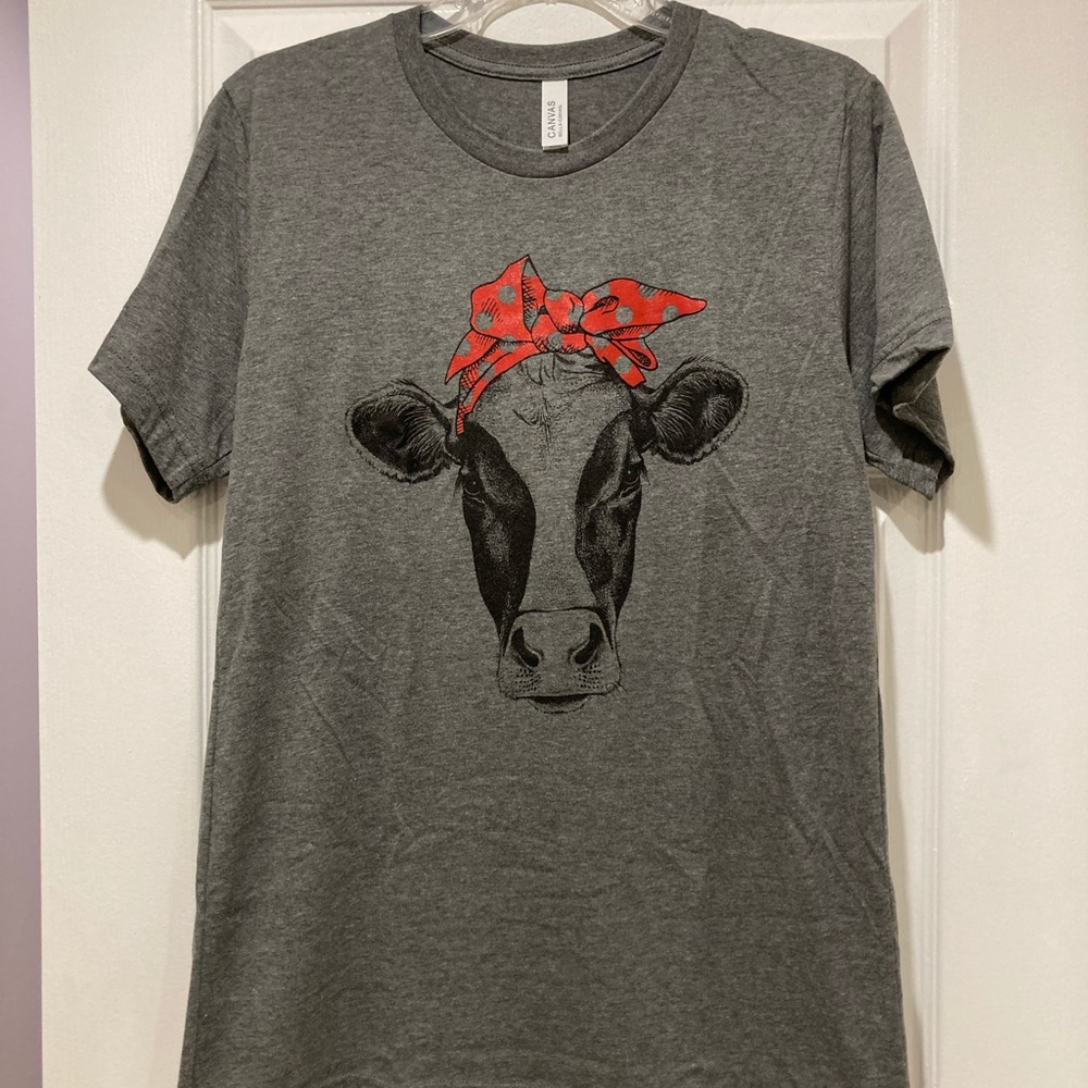 Cow print, baby doll tee, New